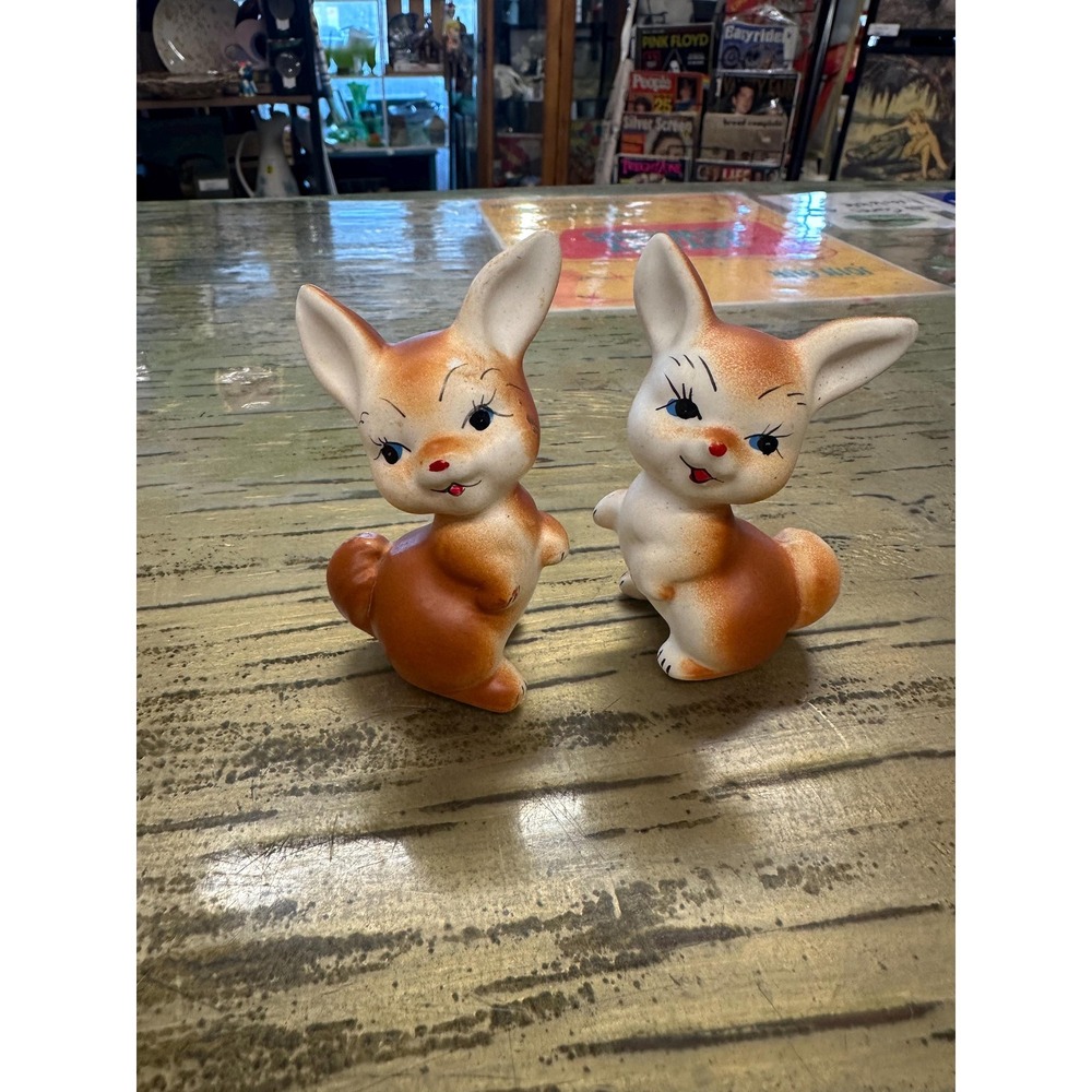 Vintage Brown Bunny Ceramic Shakers